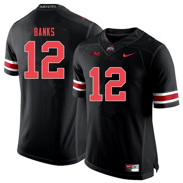 Men #12 Sevyn Banks Ohio State Buckeyes College Football Jerseys Sale-Black Out